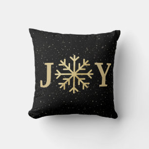 Golden Sparks and Snowflakes Throw Pillow