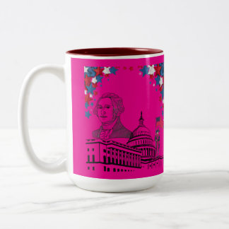 Golden sparks of july hot pink Two-Tone coffee mug