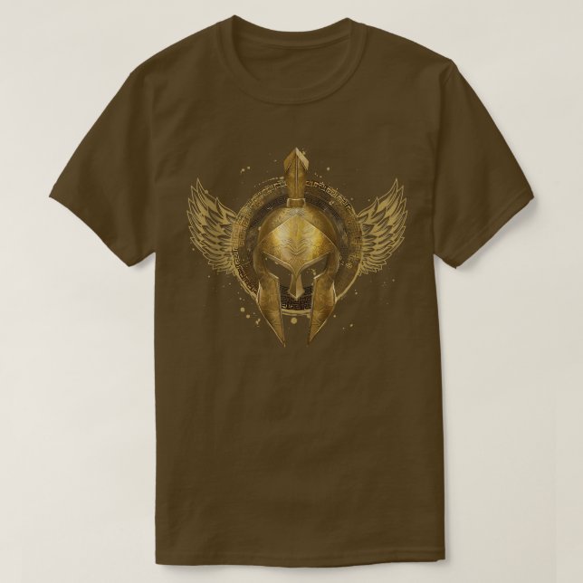 Golden Spartan Helmet Symbol  Warrior Gladiator Gy T-Shirt (Design Front)