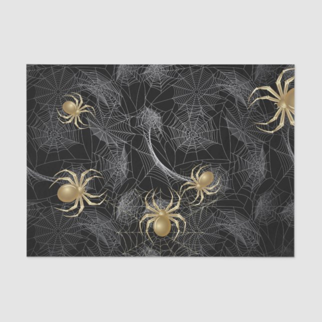 Golden Spiders  on Black Tissue Paper (Front)