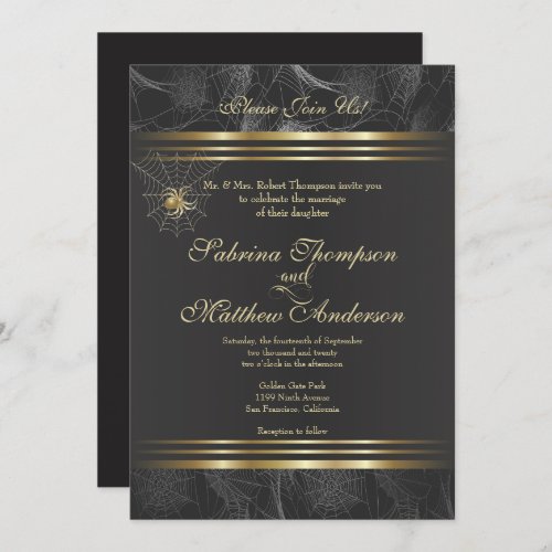 Golden Spiders Please Join US Wedding Invitation