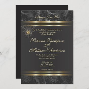 Golden Spiders Please Join Us Wedding Invitation by Wedding_Trends at Zazzle