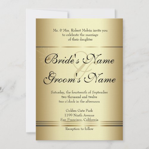 Golden SPiders Wedding Invitation
