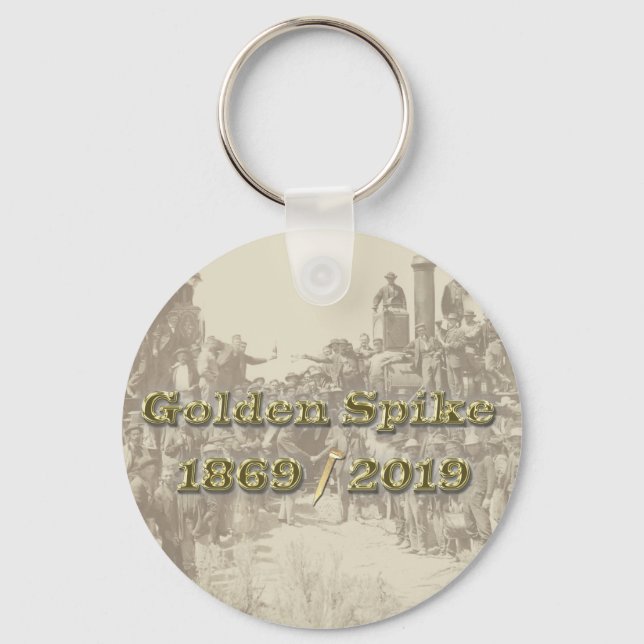 Golden Spike Transcontinental Railroad Sesquincent Keychain (Front)