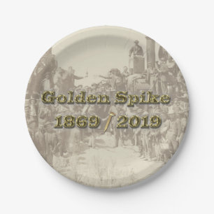 Golden Spike Transcontinental Railroad Sesquincent Paper Plates