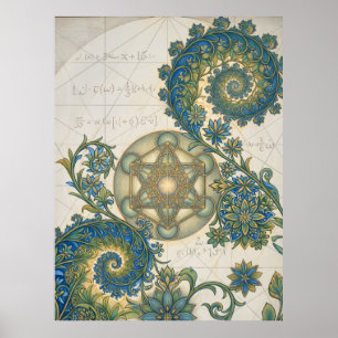 Golden Spiral Blueprint Spirit Art Poster