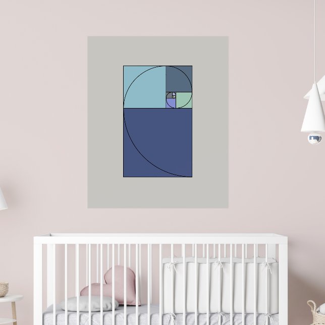 Affiche D'art Fibonacci Spiral - Aquarelle Rose Blush - Style Minimaliste Contemporain