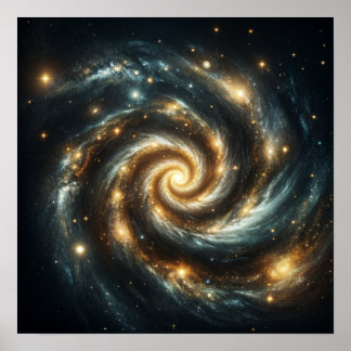 Golden Spiral Galaxy Poster