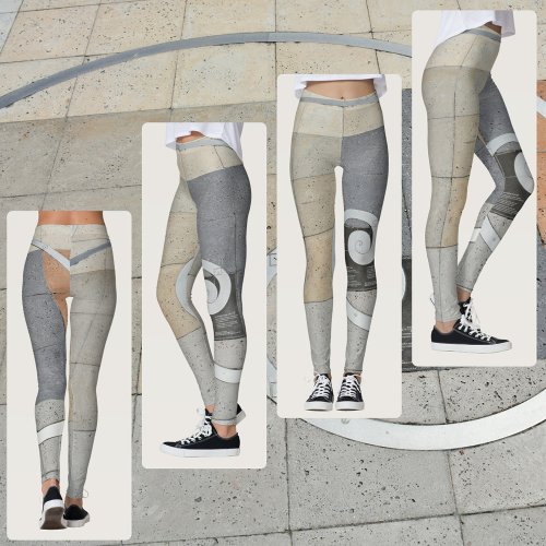 Golden Spiral Greige Beige Gray Leggings