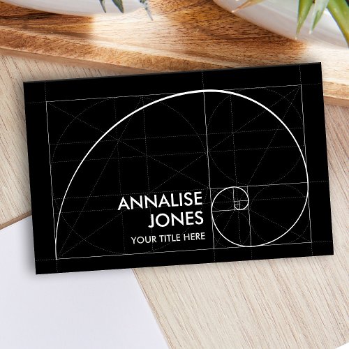 Golden Spiral _ Sacred Geometry  Black and white Business Card