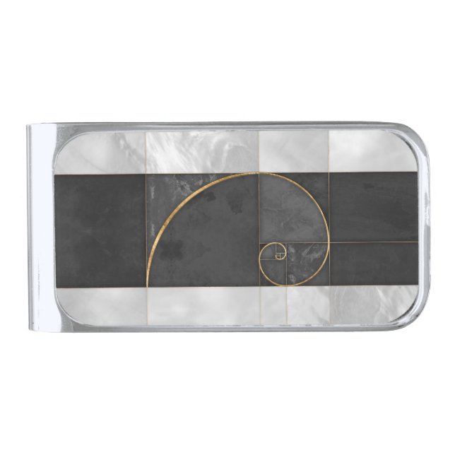 Golden Spiral - Sacred Geometry Silver Finish Money Clip (Front)