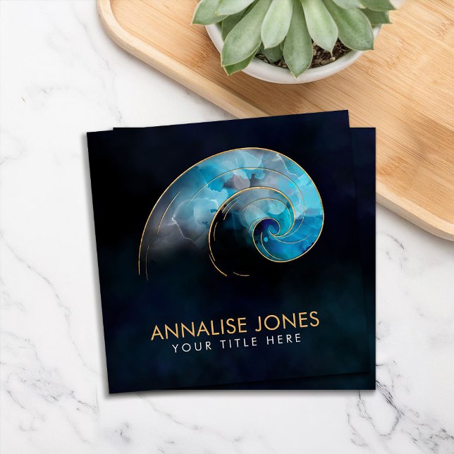 Golden Spiral - Sacred Geometry - watercolor ink Square Business Card (Creator Uploaded)