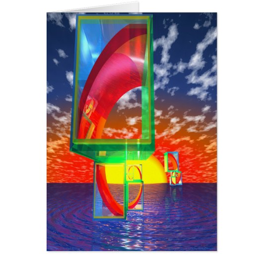 Golden Spiral Sunset Sailing Cards (Front)