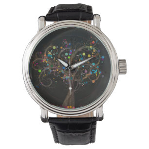 Golden Spiral Tree Color Paint Splatter #1 Watch