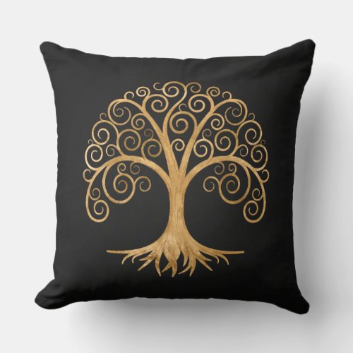 Golden Spiral Tree of Life  Throw Pillow