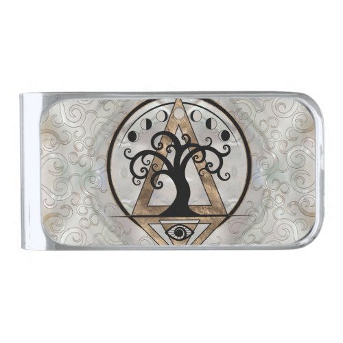 Golden Spiral  Tree _ Sacred Geometry Silver Finish Money Clip