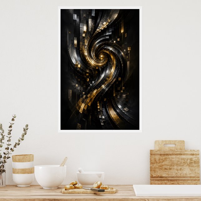 Golden Spiral Vortex Poster (Kitchen)