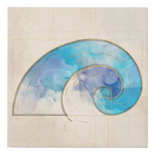 Golden Spiral - Watercolor Faux Canvas Print