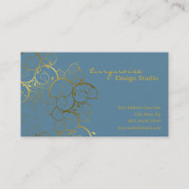 Golden Spirals Leaves Ornamental Deco Vintage Chic Business Card