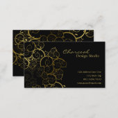Golden Spirals Leaves Ornamental Deco Vintage Chic Business Card (Front/Back)