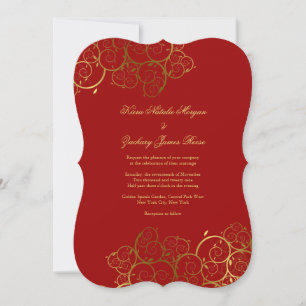 Golden Spirals Vine Classy Wedding Invitation