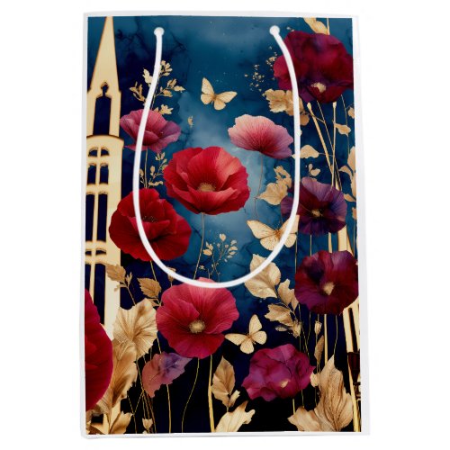 Golden Spires and Crimson Blooms