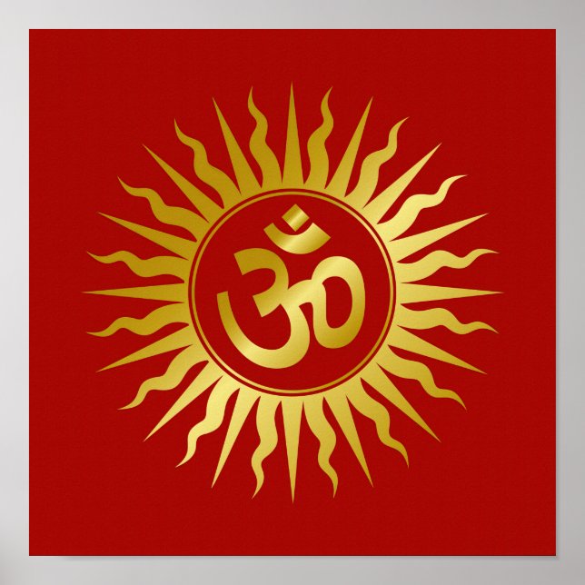Golden Spiritual OM Design Poster (Front)
