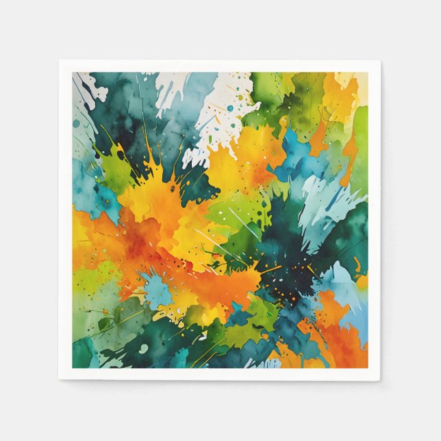 Golden Splash & Emerald Waves Napkins (Front)