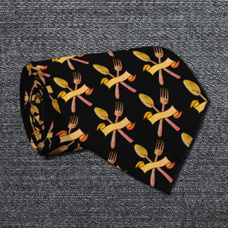 golden spoon & fork neck tie