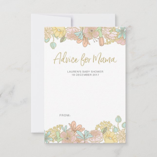 Golden spring flowers baby shower advice cards (Front)