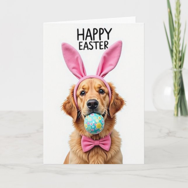 Golden Springtime Dog Card (Front)
