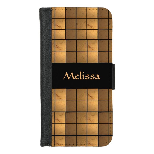 Golden Square Pattern iPhone 8/7 Wallet Case