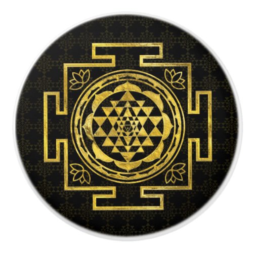 Golden Sri Yantra   Sri Chakra Ceramic Knob