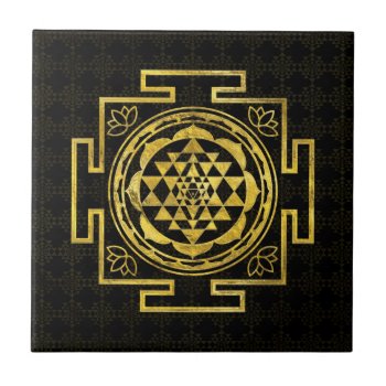 Golden Sri Yantra  / Sri Chakra Ceramic Tile by LoveMalinois at Zazzle