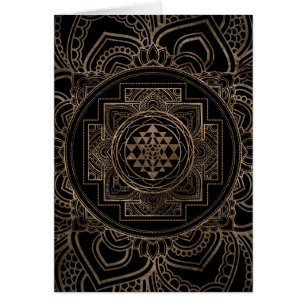Golden Sri Yantra / Sri Chakra in lotus Cards