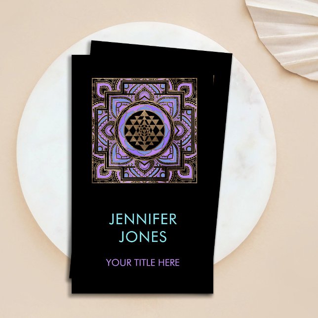 Golden Sri Yantra  / Sri Chakra in pastel lotus Business Card (Creator Uploaded)