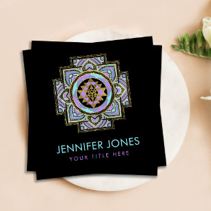 Golden Sri Yantra / Sri Chakra in pastel lotus Square Business Card