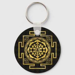 Golden Sri Yantra  / Sri Chakra Keychain