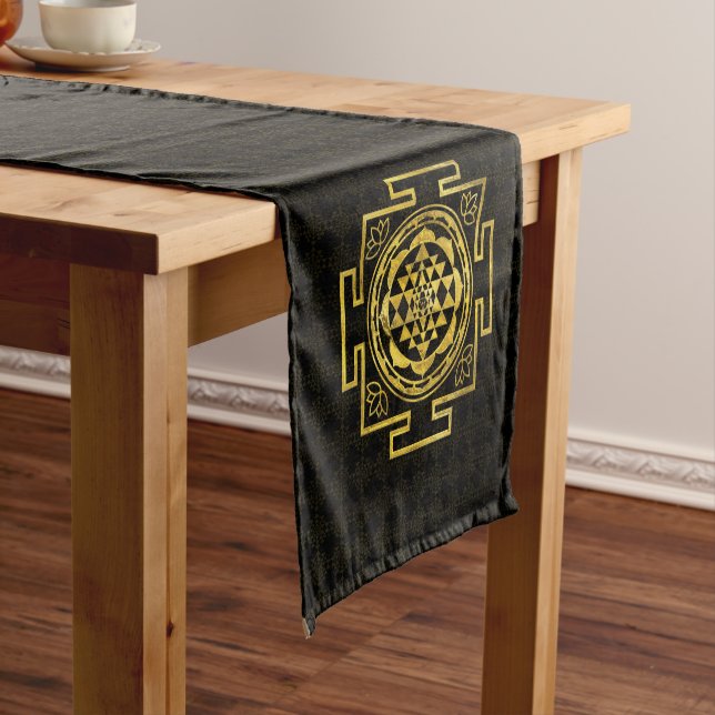 Golden Sri Yantra  / Sri Chakra Short Table Runner (In Situ)