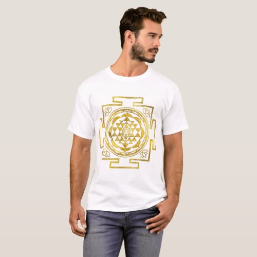 Golden Sri Yantra   Sri Chakra T_Shirt