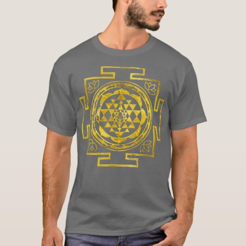 Golden Sri Yantra Sri Chakra T_Shirt