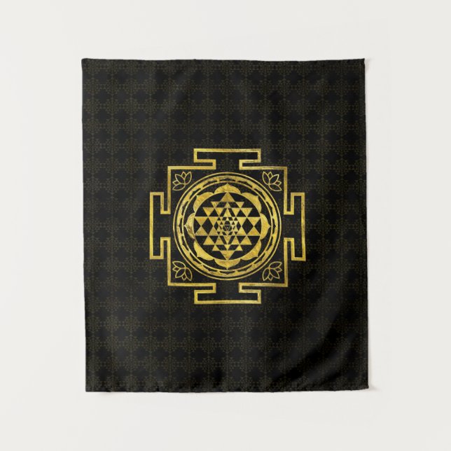 Golden Sri Yantra  / Sri Chakra Tapestry (Front)