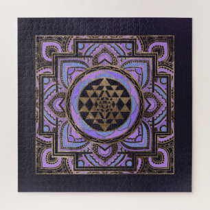 Golden Sri Yantra v Sri Chakra Jigsaw Puzzle