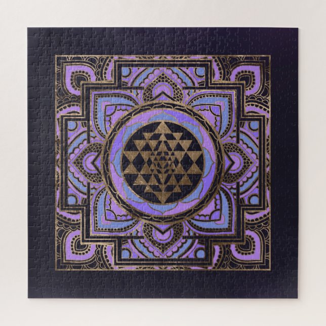 Golden Sri Yantra v Sri Chakra Jigsaw Puzzle (Vertical)