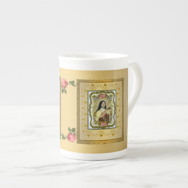 Golden St. Therese Bone China Mug GIFT ITEM (Front Right)