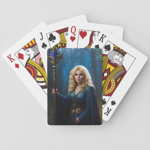 Golden Staff Sorceress of the Magic Woods Poker Cards