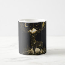 Golden Stag Moon & Mountains Forest Mug