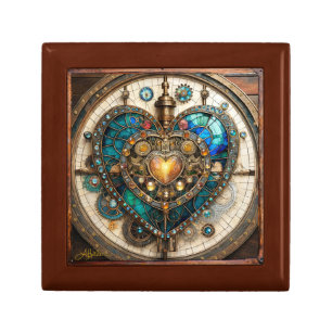 Golden Stained Glass Heart Steampunk Series Gift Box