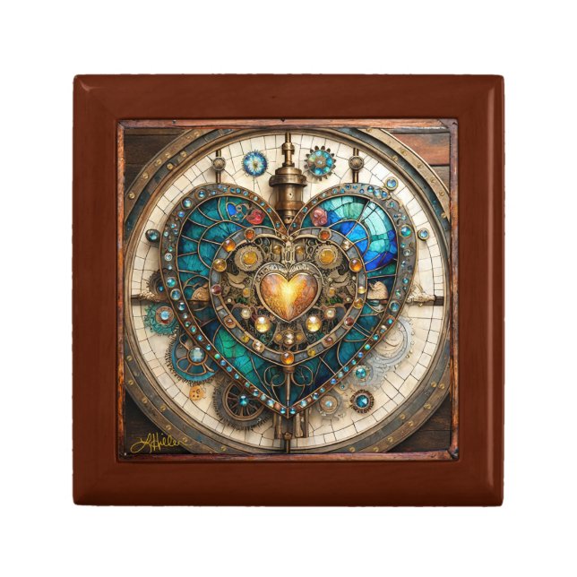 Golden Stained Glass Heart Steampunk Series Gift Box (Front)