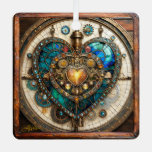 Golden Stained Glass Heart Steampunk Series Metal Ornament